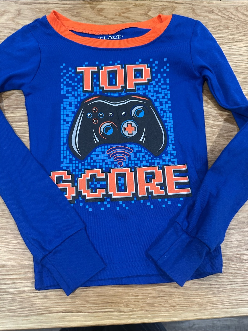 Place Blue Long-Sleeve 'Top Score' Graphic Tee with Orange Trim